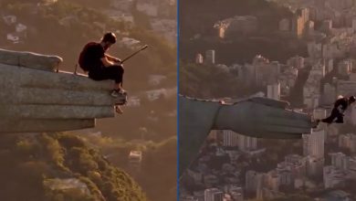 Photo of Homem invade Cristo Redentor e salta de paraquedas de cima da estátua