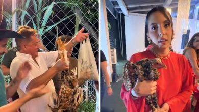 Photo of No Natal com a família, Leonardo ganha galinha e litro de pequi e se diverte com a surpresa