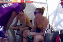 Photo of Técnico brasileiro é alvo de críticas após puxar braço de atleta em final de vôlei de praia